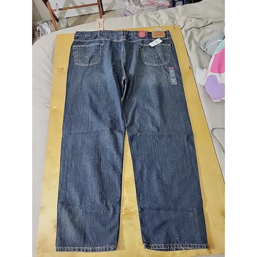 Mens Levi's 550 Relaxed Fit Straight Blue Denim Jeans Size 50 x 34
